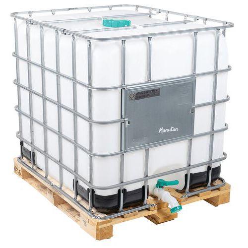 Transportbehälter 1000 L Unicube mit Zulassung + Holzpalette - Manutan Expert