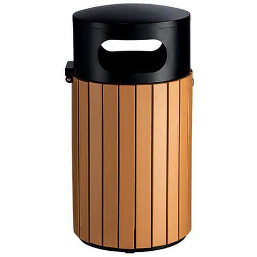 Abfallbehälter für den Außenbereich in Holzoptik - 40 L