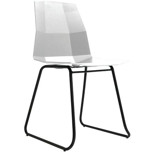Set aus 2 Cube-Stühlen - Schwarzer Trapezfuß/weiße Sitzfläche - Paperflow
