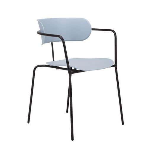 Set mit 4 Bistro-Stühlen - Schwarzer Fuß/blaue Sitzfläche - Paperflow
