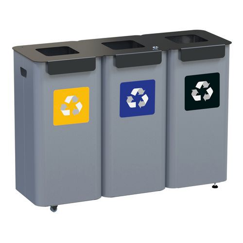 Set aus Recyclingbehältern, aus Metall und modulierbar