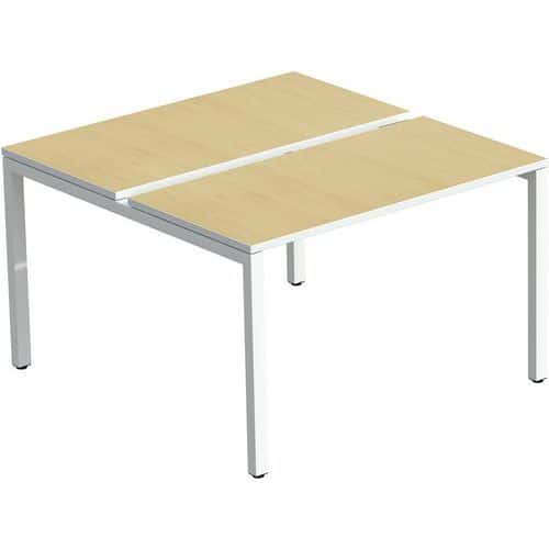 Gerader Schreibtisch, geteilt, weiße Füße/Arbeitsplatte Buche Easydesk - 2 Arbeitsplätze - Paperflow