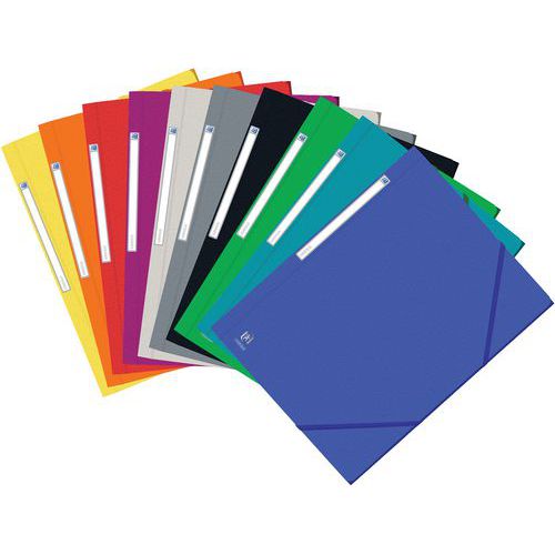 Dokumentenmappe mit 3 Klappen und Haltegummis A4 Eurofolio - Genarbter Karton - Verschiedene Farben