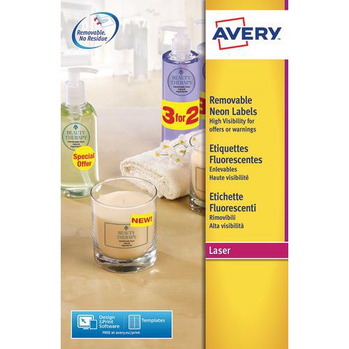 Fluoreszierende neu positionierbare Etiketten Avery - Für Laserdruck