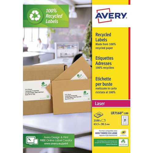 Recycelte Etiketten Avery - Für Laserdruck - Avery