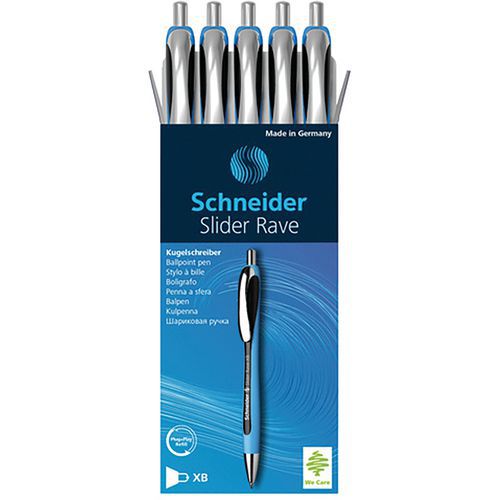 Kugelschreiber - Slider Rave XB - blau/schwarz - 5 Stück - Schneider