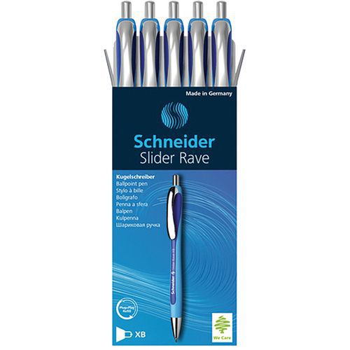 Kugelschreiber - Slider Rave XB - blau/blau - 5 Stück - Schneider