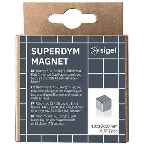 Glastafelmagnet - 10 mm - 6 Stück - Stark - C5 - Sigel
