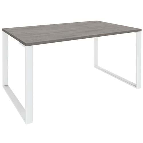 Schreibtisch, Eiche grau/Füße weiß