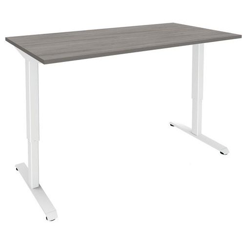 Schreibtisch mit Elektromotor, Eiche grau/weiß, Nivo