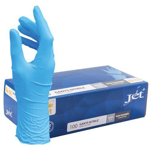 Einweghandschuhe aus Nitril, blau und puderfrei - Box mit 100 Stück - MP Hygiène