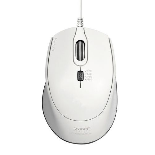 Maus Pro, leise, kabelgebunden, weiß - Port Connect
