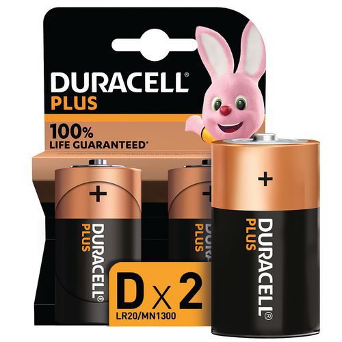 Alkali-Batterie D Plus 100% - 2 Stück - Duracell