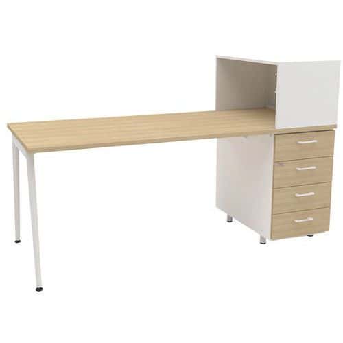 Schreibtisch fürs Homeoffice mit Ablagemöglichkeiten Ara X3 - Eiche und weiß