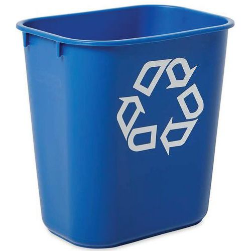 Rechteckiger Abfallbehälter + Recyclingsymbol - 12,9L - Rubbermaid