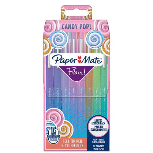 Filzstift Paper Mate Flair Candy Pop diverse Farben, 16 Stück - Papermate