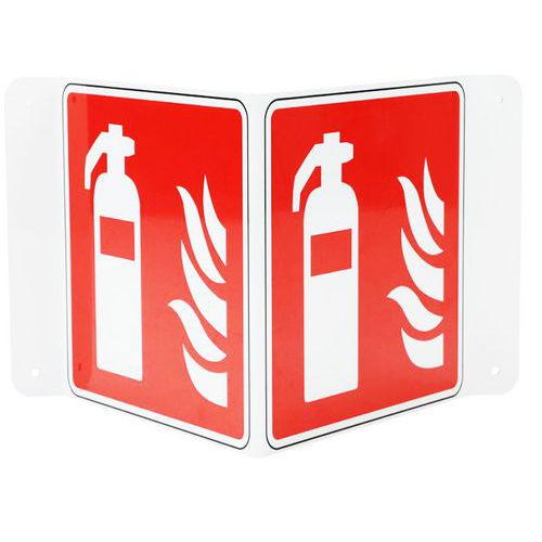 Doppelseitiges V-förmiges Schild Feuerlöscher, Aluminium ‑ Manutan Expert