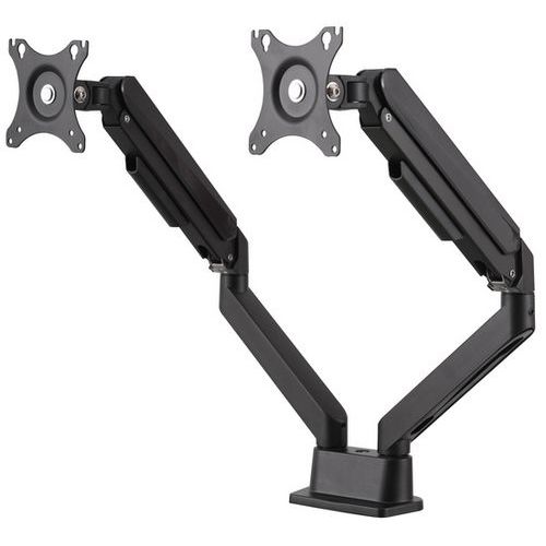 Ergonomische doppelte Bildschirmhalterung mit Gelenk, schwarz - Manutan Expert Ergonomische doppelte Bildschirmhalterung mit Gelenk, schwarz - Manutan Expert