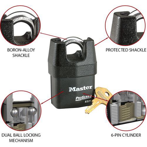 Vorhängeschloss mit Schlüssel, aus gewalztem Stahl, ProSerie 6321EURD - Master Lock