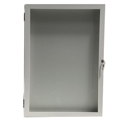 Außenvitrine mit Flügeltür, Aluminiumboden, weißer Rahmen - AME