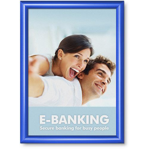 Alu-Posterrahmen mit Schnappverschluss und spitzen Ecken - blau - Manutan Expert Alu-Posterrahmen mit Schnappverschluss und spitzen Ecken - blau - Manutan Expert