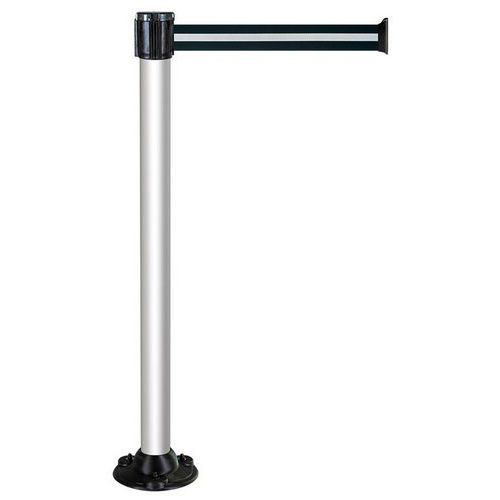 Gurtpfosten, 5 m, schwarz-silberner Gurt, magnet. Sockel - Novap