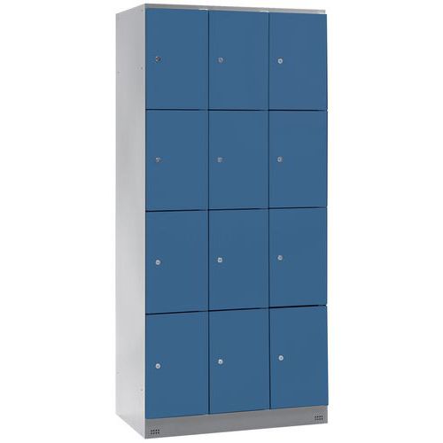 Spind Collectivité mit 12 Fächern – 3 Säulen, Breite 400 mm – auf Sockel Spind Collectivité mit 12 Fächern – 3 Säulen, Breite 400 mm – auf Sockel