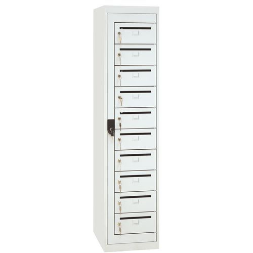 Postschrank mit 10 Fächern - 1 Säule, Breite 400 mm - auf Sockel - Manutan Postschrank mit 10 Fächern - 1 Säule, Breite 400 mm - auf Sockel - Manutan