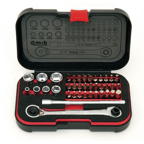 XS Box Ratsche und Steckschlüssel, 39-teilig, 1/4'' - Mob XS Box Ratsche und Steckschlüssel, 39-teilig, 1/4'' - Mob