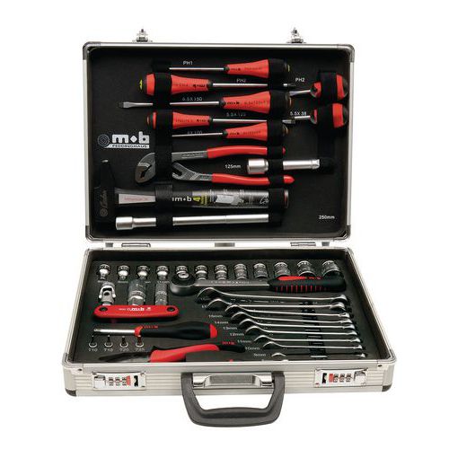 51-teiliger Werkzeugkoffer aus Aluminium 51-teiliger Werkzeugkoffer aus Aluminium