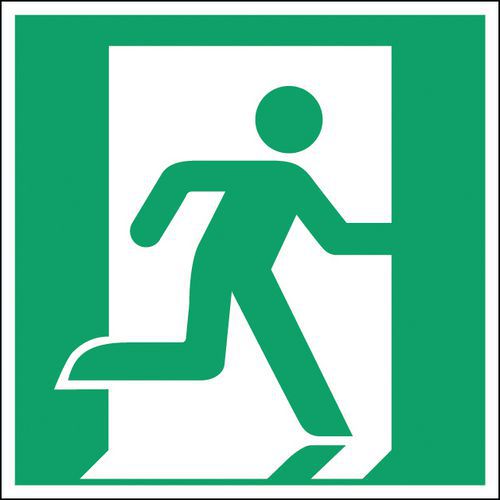 Sicherheits- und Fluchtwegschild, viereckig - Notausgang rechts - steif