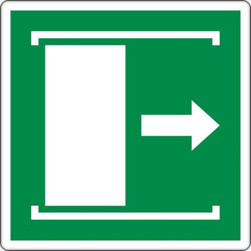 Fluchtwegschild - Schiebetür öffnet nach rechts - Aluminium