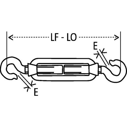 2 HakenLF - LO = Länge min. - Länge max.E = Öffnung Haken