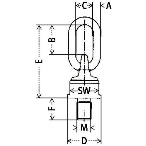 A = Ø SektionB = InnenhöheC = InnenbreiteD = GesamtbreiteE = GesamthöheF = Länge StiftM = Größe Stift