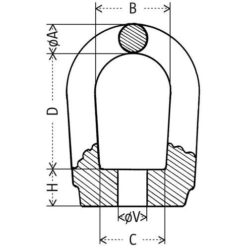 A = Querschnitt ØB: InnenbreiteC = FußbreiteD = InnenhöheH = Fußhöhe