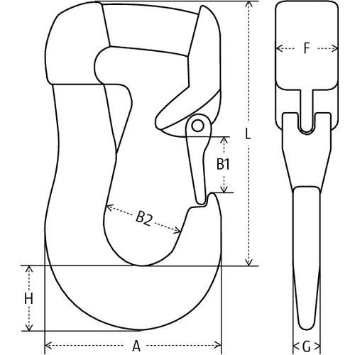 A = GesamtbreiteB1 = ÖffnungB2 = Ø HakenF = DickeH = Höhe HakenL = Gesamthöhe
