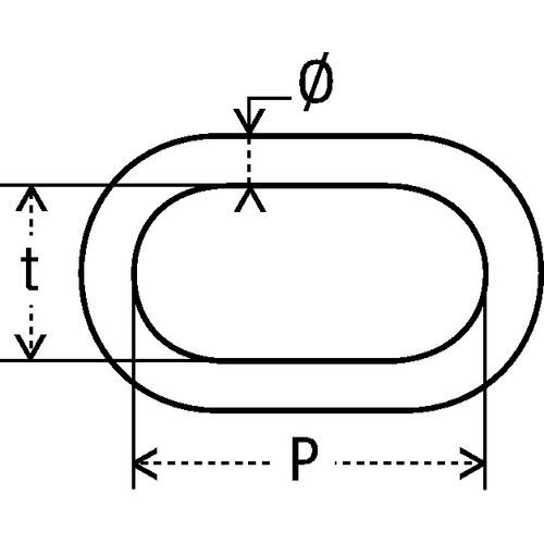P = Nutzlänge GliedT = Glied-InnenbreiteØ = Ø Kette