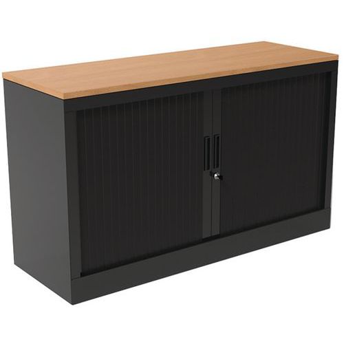 Rollladenschrank - mit Deckplatte - Schwarz - Manutan.de