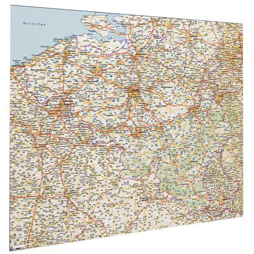 Magnetische Belgien/Luxemburg-Straßenkarte 110 x 130 cm