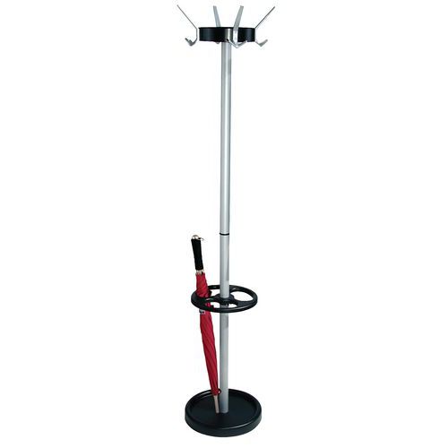 Hiska Garderobenständer Mit Schirmhalter – Edelstahl, 180 Cm, Silber, Freistehend