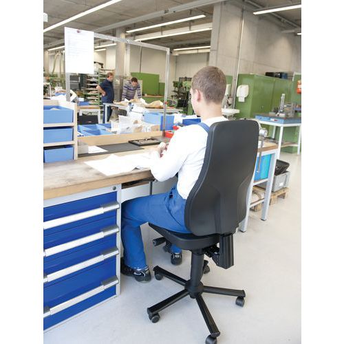 Ergonomischer Werkstattstuhl All-in-One - Niedrig - Manutan.de