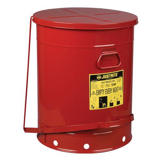 Behälter für ölige Abfälle, rot, 80 L - Justrite Behälter für ölige Abfälle, rot, 80 L - Justrite