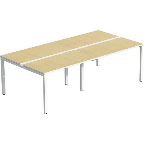 Gerader Tisch, geteilt, Buchenholz-Platte - 4 Pole - Meet By Paperflow Gerader Tisch, geteilt, Buchenholz-Platte - 4 Pole - Meet By Paperflow