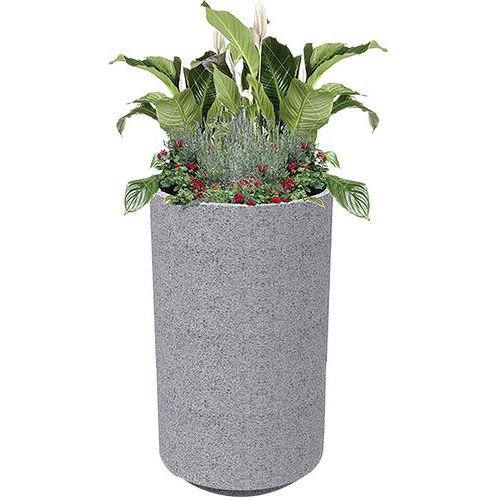 Hoher, zylinderförmiger Blumenkasten Kube aus Beton Benito Manutan.de