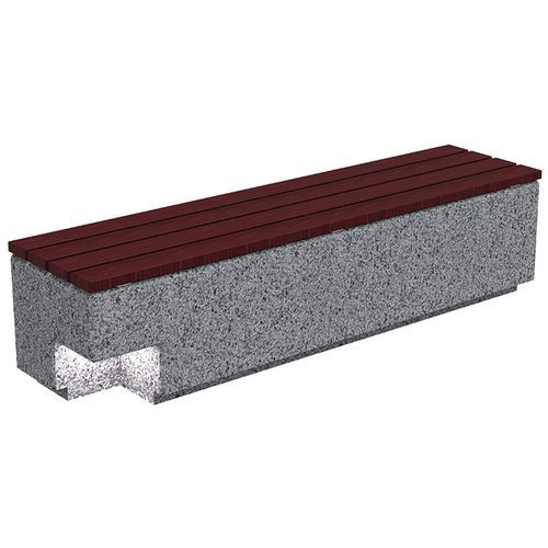Parkbank Kube aus Betongranit mit Sitzfläche aus Holz und LED-Leuchte - Benito