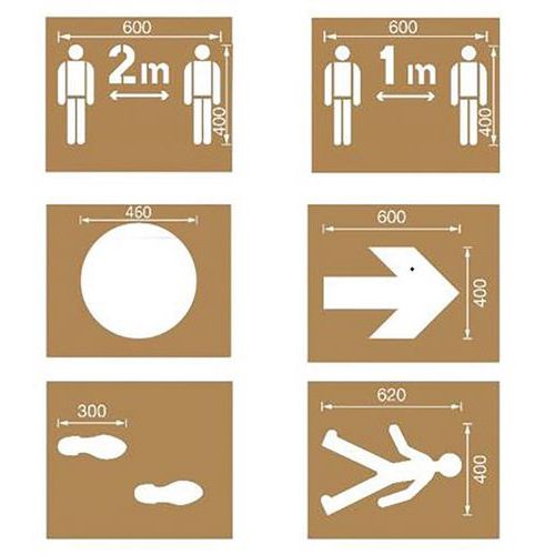 Covid Spezial - Spritzschablonensatz für Social-Distancing-Maßnahmen