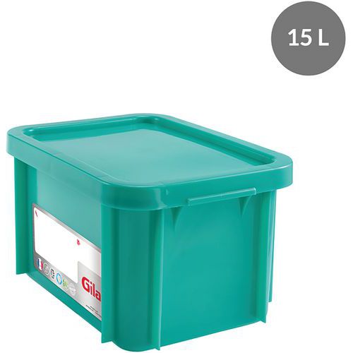 Stapelbarer Behälter mit Deckel - Länge 395 mm - 12 bis 15 L - Gilac