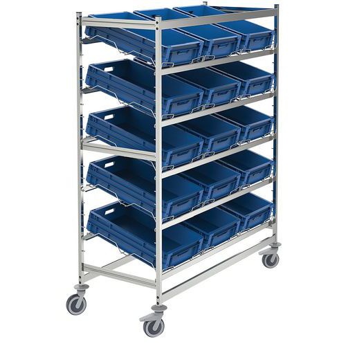 Fahrbares medizinisches Regal mit Behältern ISO - Manutan.de