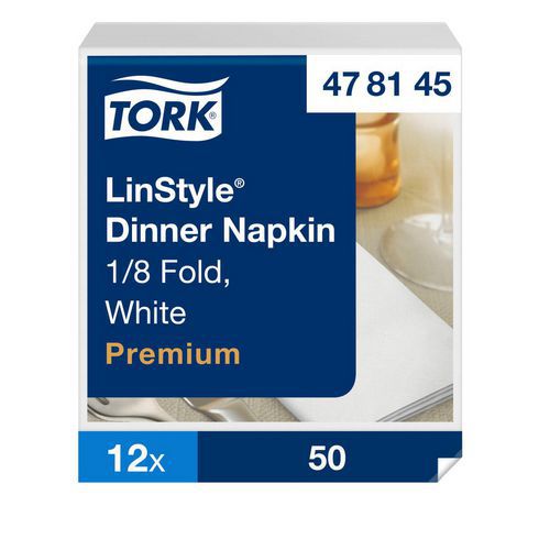 Dinnerservietten, weiß, 1/8-Falz, 12 x 50 Servietten - Tork LinStyle®