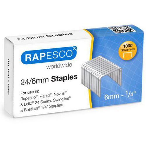 Schachtel mit 1000 verzinkten Heftklammern 24/6 - Rapesco